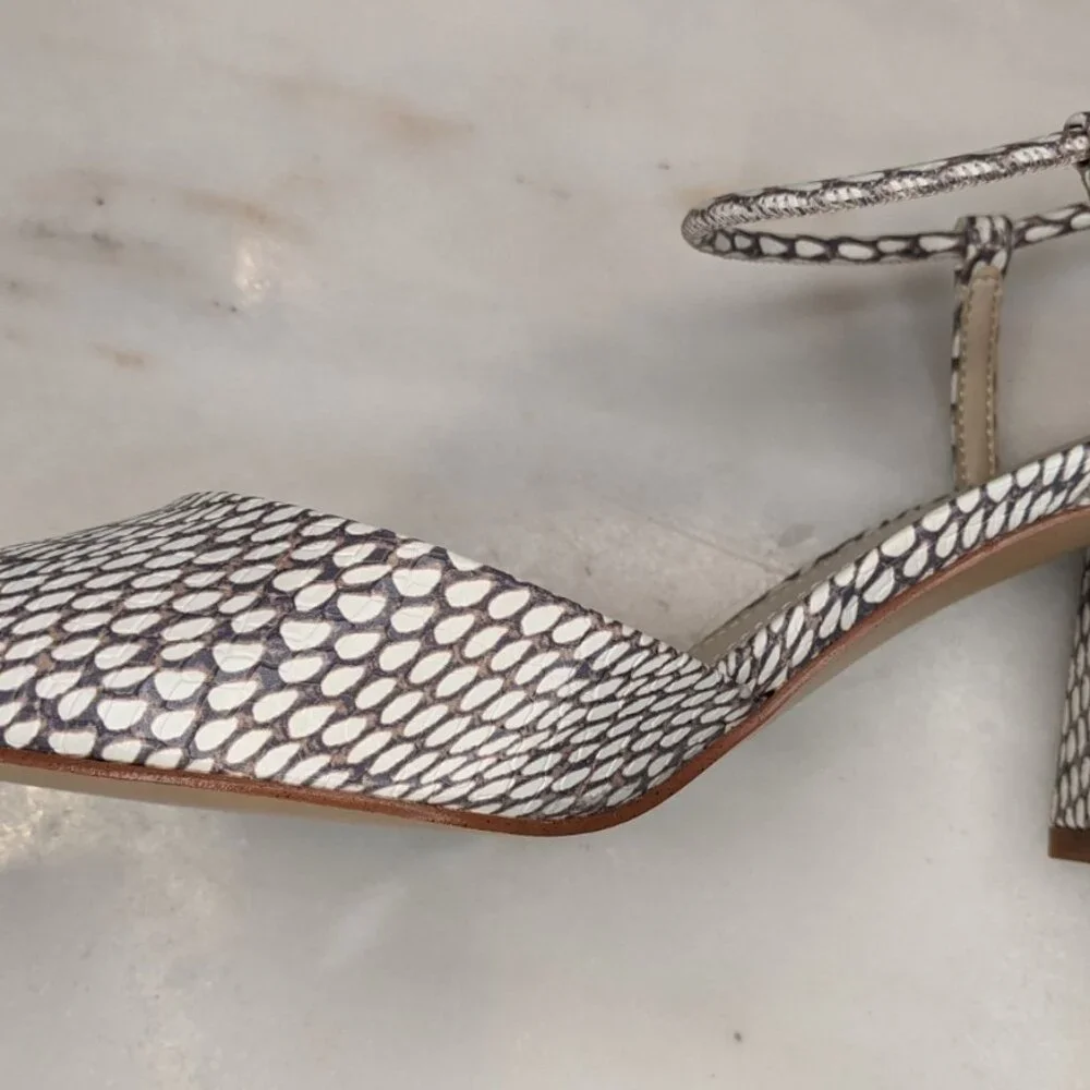 Callo Snakeskin Slingback Block Heel Pumps - Picture 5 of 6